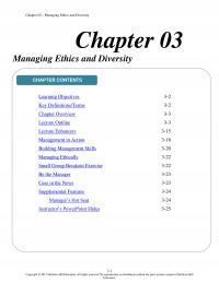 Management Chapter 3 Managing Ethics And Diversity Managing Ethics And Diversity Contents