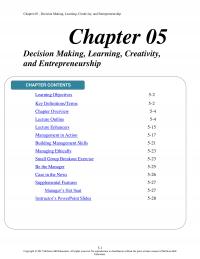 Management Chapter 5 Decision Making Learning Creativity And Entrepreneurship Decision Making Learning Creativity