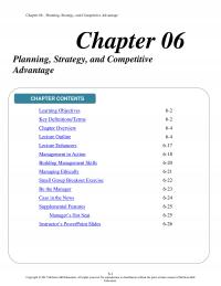 Management Chapter 6 Planning Strategy And Competitive Advantage Planning Strategy And Competitive Advantage