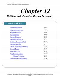 Management Chapter 12 Building And Managing Human Resources Building And Managing Human Resources