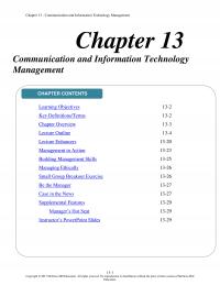 Management Chapter 13 Communication And Information Technology Management Communication And Information Technology Management