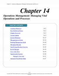 Management Chapter 14 Operations Management Managing Vital Operations And Processes Operations Management Managing