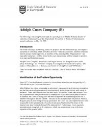 Business Communication 1 Adolph Coors Company The Following The Complete Transcript Speech Given Shirley Richard