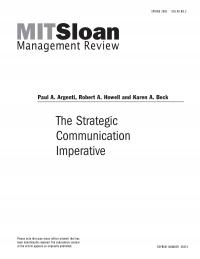 Business Communication Sloan MIT Strat CommImp Spring Vol Paul Argenti Robert Howell And Karen Beck The Strategic Communication