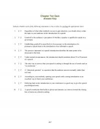 Speech TB_13e_Part_3_Chapter Quizzes Ten Quiz Answer Key Indicate Whether Each The Following Statements True