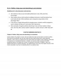 Media Studies Chapter 8 Politics Using News And Advertising Win Elections Guidelines For Inclass Discussions And
