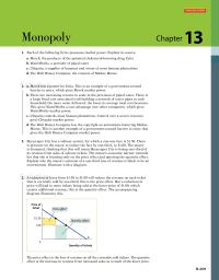 Economics Chapter 13&nbsp;Each Of The Following Firms Possesses Market Power