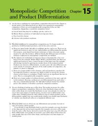 Economics Chapter 15&nbsp;Use The Three Conditions For Monopolistic Competition