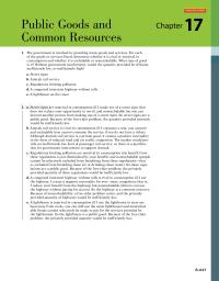 Economics Chapter 17&nbsp;The Government Is Involved In Providing Many Goods And Services