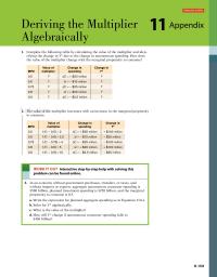 Economics Chapter 11a Interactive Activity Deriving The Multiplier Appendix Algebraically Complete The Following Table Calculating