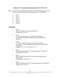 Civil Engineering Chapter 15 Computational Engineering Tools Matlab Using The Matlab Help Menu Discuss How