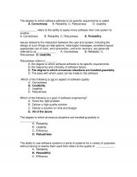 Algorithms Chapter 1 The Degree Which Software Adheres Its Specific Requirements Called Correctness Reliability Robustness