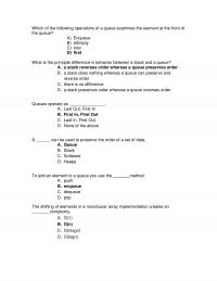 Algorithms Chapter 5 Which The Following Operations Queue Examines The Element The Front The Queue