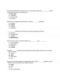 Algorithms Chapter 7 Any Recursive Definition Must Have Nonrecursive Part Called The Which Permits The