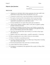Human Resources Chapter 3 Values Objective Quiz Questions Name Sectionscore Truefalse Intrapreneurs Are Individuals Within