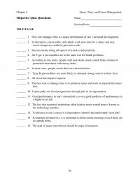 Human Resources Chapter 4 Stress Time And Career Management Objective Quiz Questions Name Sectionscore Truefalse