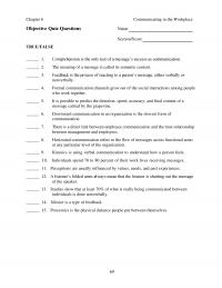 Human Resources Chapter 6 Communicating The Workplace Objective Quiz Questions Name Sectionscore Truefalse Comprehension The