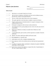 Human Resources Chapter 7 Motivation Objective Quiz Questions Name Sectionscore Truefalse Motivation Externally Imposed Set