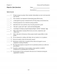 Human Resources Chapter 12 Group And Team Dynamics Objective Quiz Questions Name Sectionscore Truefalse Primary