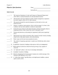 Human Resources Chapter 15 Labor Relations Objective Quiz Questions Name Sectionscore Truefalse The American Federation