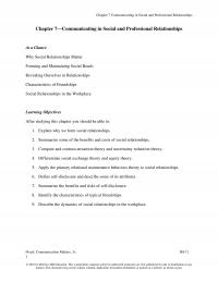 Speech Chapter 7  Communicating Social And Professional Relationships  Communicating Social And Professional Relationships