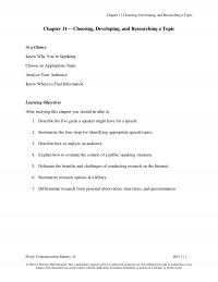 Speech Chapter 11  Choosing Developing And Researching Topic Choosing Developing And Researching Topic