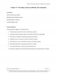 Speech Chapter 13  Presenting Speech Confidently And Competently  Presenting Speech Confidently And Competently