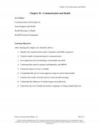Speech Chapter 18  Communication And Health  Communication And Health Glance Communication With Caregivers