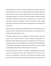Business Ethics Although the