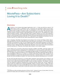 Management Chapter 22e 1 Case Teaching Note Moviepassare Subscribers Loving Death Overviewattendance Movie Theaters Had Dropped