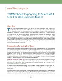 Management Chapter 22e 1 Case Teaching Note Toms Shoes Expanding Its Successful One For One Business