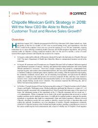 Management Chapter 22e 1 Case Teaching Note Chipotle Mexican Grills Strategy Will The New Ceo Able
