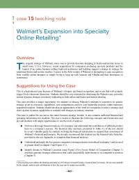 Management Chapter 22e 1 Case Teaching Note Walmarts Expansion Into Specialty Online Retailingoverviewthe Original Strategy Walmart