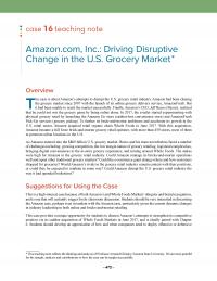 Management Chapter 22e 1 Case Teaching Note Amazoncom Inc Driving Disruptive Change The Grocery Marketoverviewthis Case