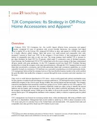 Management Chapter 22e 1 Case? Teaching Note Tjx Companies Its Strategy Offprice Home Accessories And Appareloverviewin