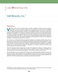 Management Chapter 22e 1 Case Teaching Note Vail Resorts Incoverviewvail Resorts Posted Billion Revenues Celebrated Its