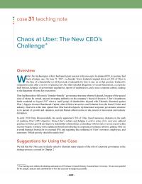Management Chapter 22e 1 Case? Teaching Note Chaos Uber The New Ceo??s Challengeoverviewwhile Uber Technologies Uber