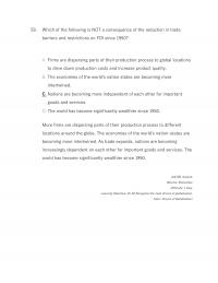 International Business Chapter 1 Which The Following Not Consequence The Reduction Trade Barriers And Restrictions Fdi