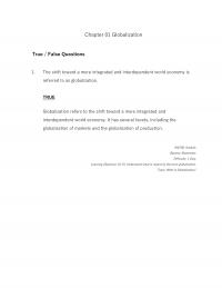 International Business Chapter 1 Globalization True False Questions The Shift Toward More Integrated And Interdependent