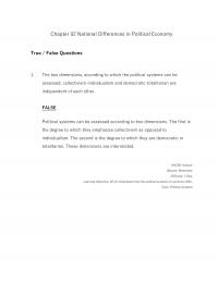 International Business Chapter 2 National Differences Political Economy True False Questions The Two Dimensions According