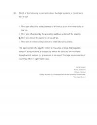 International Business Chapter 2 Which The Following Statements About The Legal Systems Countries Not True They