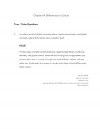 International Business Chapter 4 Differences Culture True False Questions Todays World Global Communications Rapid Transportation