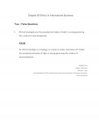 International Business Chapter 5 Ethics International Business True False Questions Ethical Strategies Are The Accepted