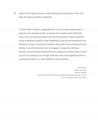 International Business Chapter 5 Explain The Friedman Doctrine Who Developed The Philosophy How Well Does This
