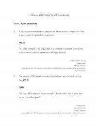 International Business Chapter 8 Foreign Direct Investment True False Questions Japanese Car Manufacturer Acquires Italian