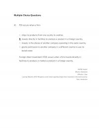 International Business Chapter 8 Multiple Choice Questions Fdi Occurs When Firm Ships Its Products From One