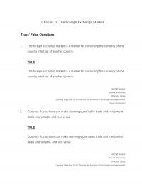 International Business Chapter 10 The Foreign Exchange Market True False Questions The Foreign Exchange Market
