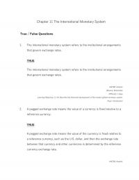 International Business Chapter 11 The International Monetary System True False Questions The International Monetary System