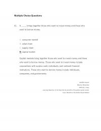 International Business Chapter 12 Multiple Choice Questions Brings Together Those Who Want Invest Money And Those