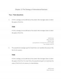 International Business Chapter 13 The Strategy International Business True False Questions Firms Strategy Can Defined